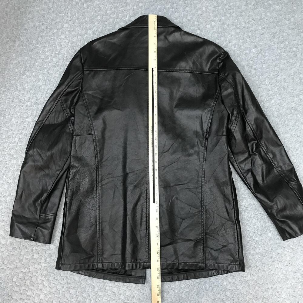 Sutton California Leather Jacket Mens 42 Black Car Coat Button Front Lined - Picture 12 of 16